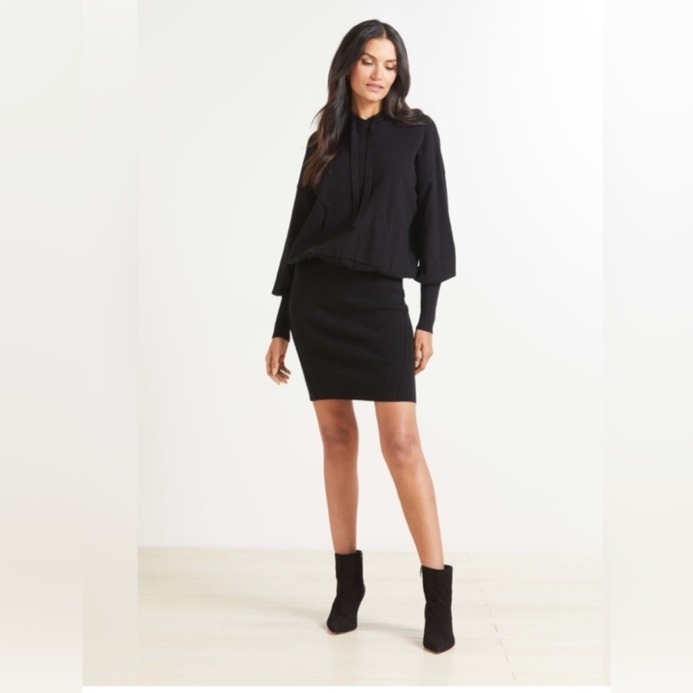 Evereve Hayley Knit Sweater Dress Hoodie Pockets XS